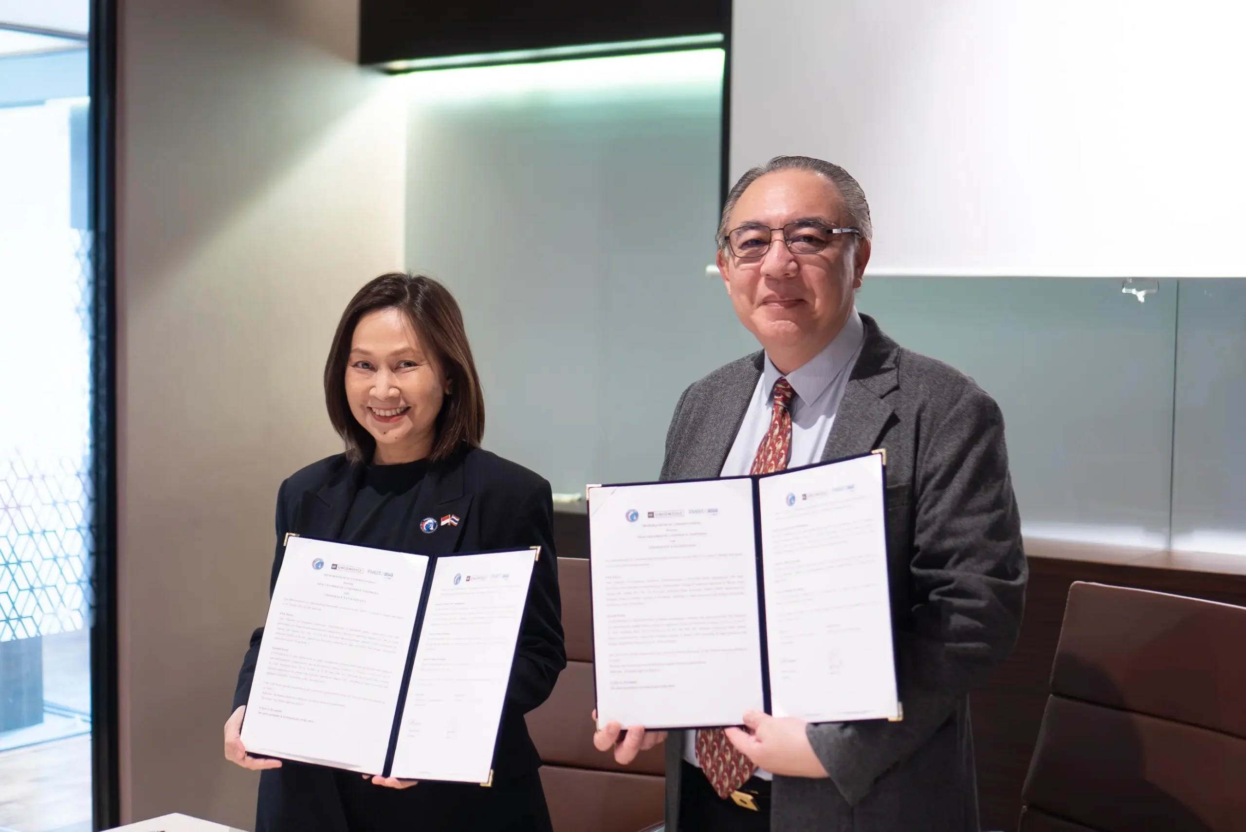 thai chambers indonesia unionspace investinasia2 Pathama Sirikul, President of ThaiCham Indonesia, and Adam Goh, Deputy CEO of Unionspace & InvestinAsia, at the signing of the MoU in Jakarta on June 29, 2026. (Photo courtesy of InvestinAsia)